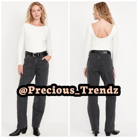 Old Navy High-Waisted OG Loose Utility Jeans Women’s Size 30 Faded Black - Picture 3 of 6